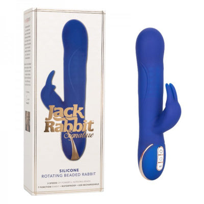 Silicone Rotating Beaded Rabbit - Bleu