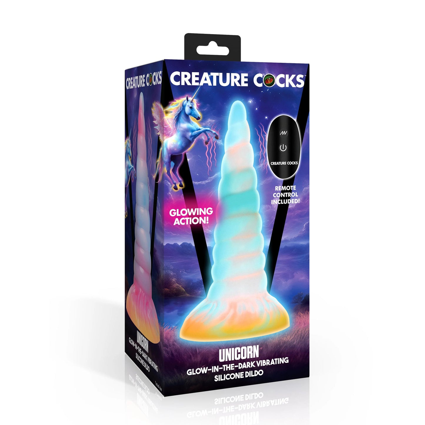 Creature Cock - Unicorn Glow-In-The-Dark Vibrating Dildo