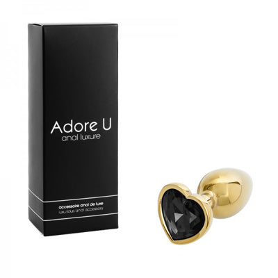 Anal Luxure - Plug Anal Coeur Doré - Noir - Petit