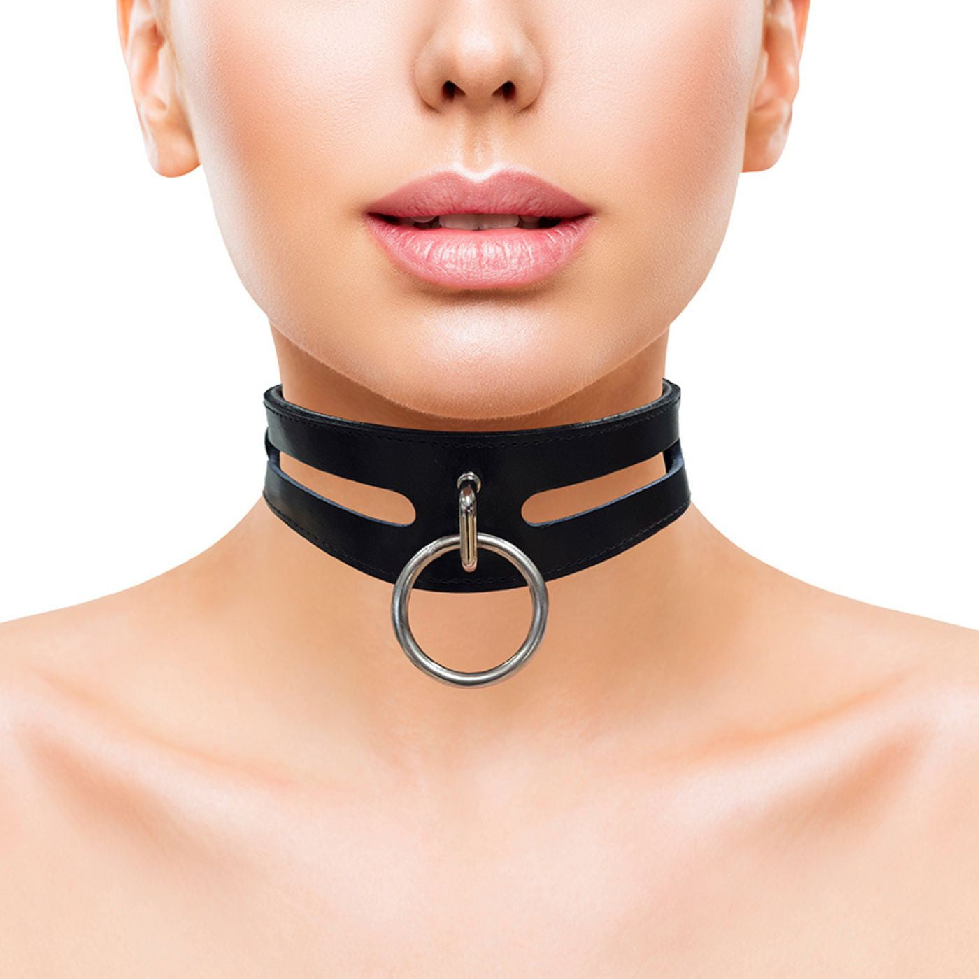 Rouge - Collier de Mode en Cuir - Noir