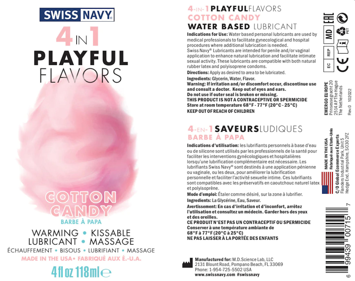 Swiss Navy - 4in1 Playfull Flavors - Cotton Candy 4oz