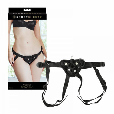 Strap On vibrant en velours - Noir