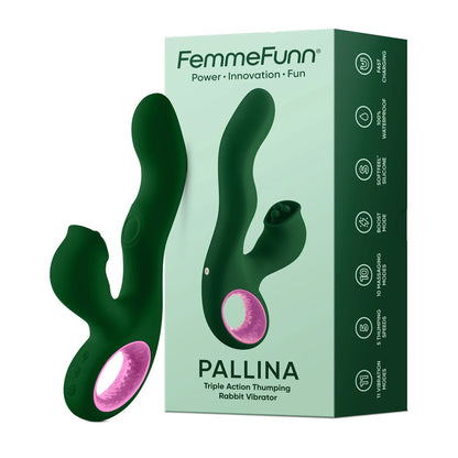 Pallina - Triple Action Rabbit Vibrator - Vert foncé