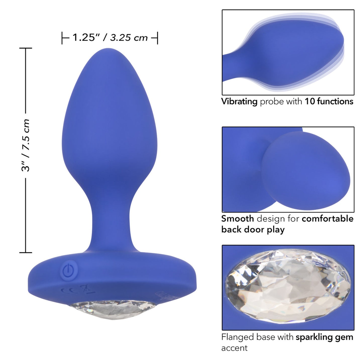 Cheeky Gems - Rechargeable Vib Probe Moyen - Bleu