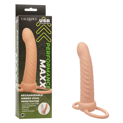 Performance Maxx - Rechg Ribbed Dual Penetrator - Beige