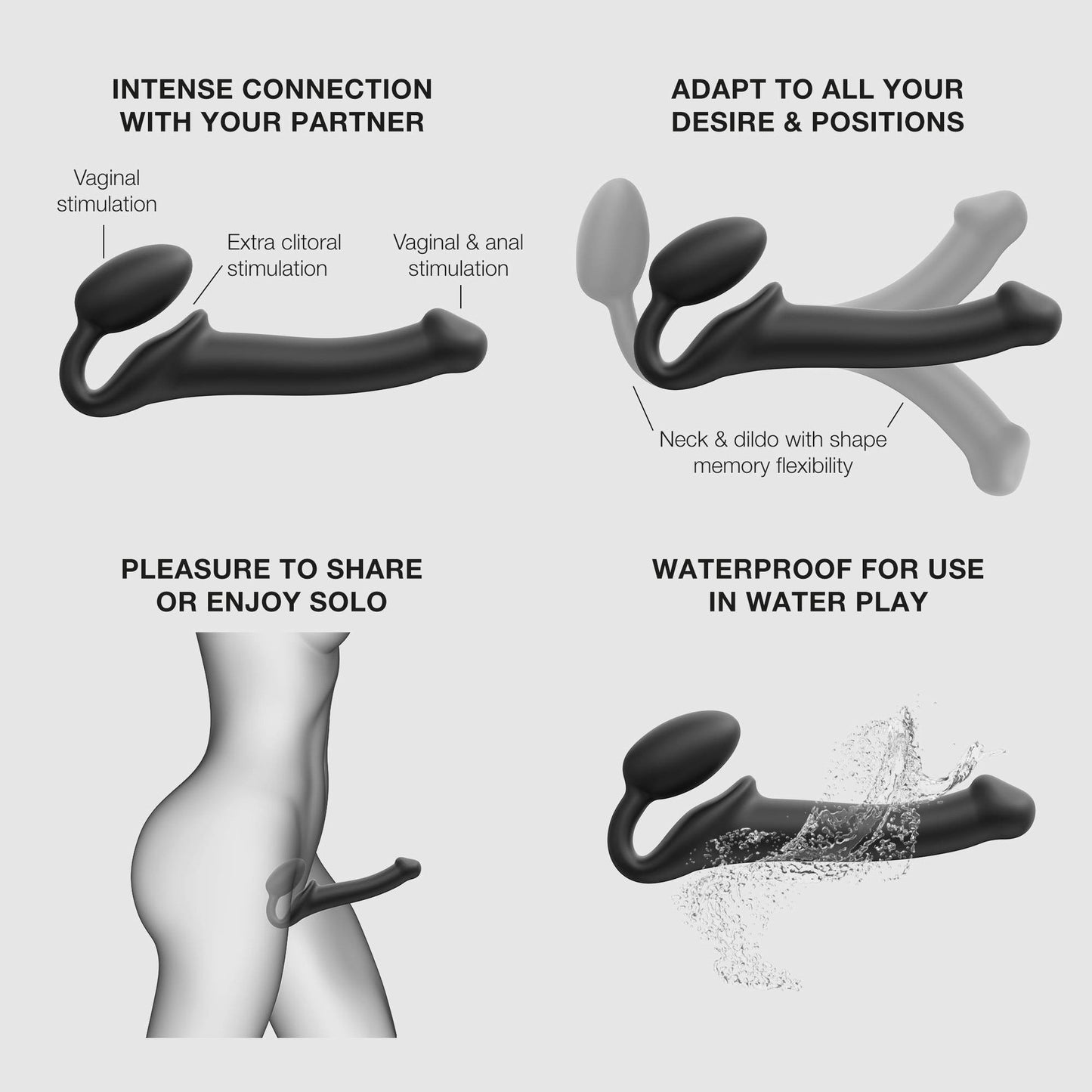Strap-on-me - Silicone Bendable Strap-On - TG - Noir