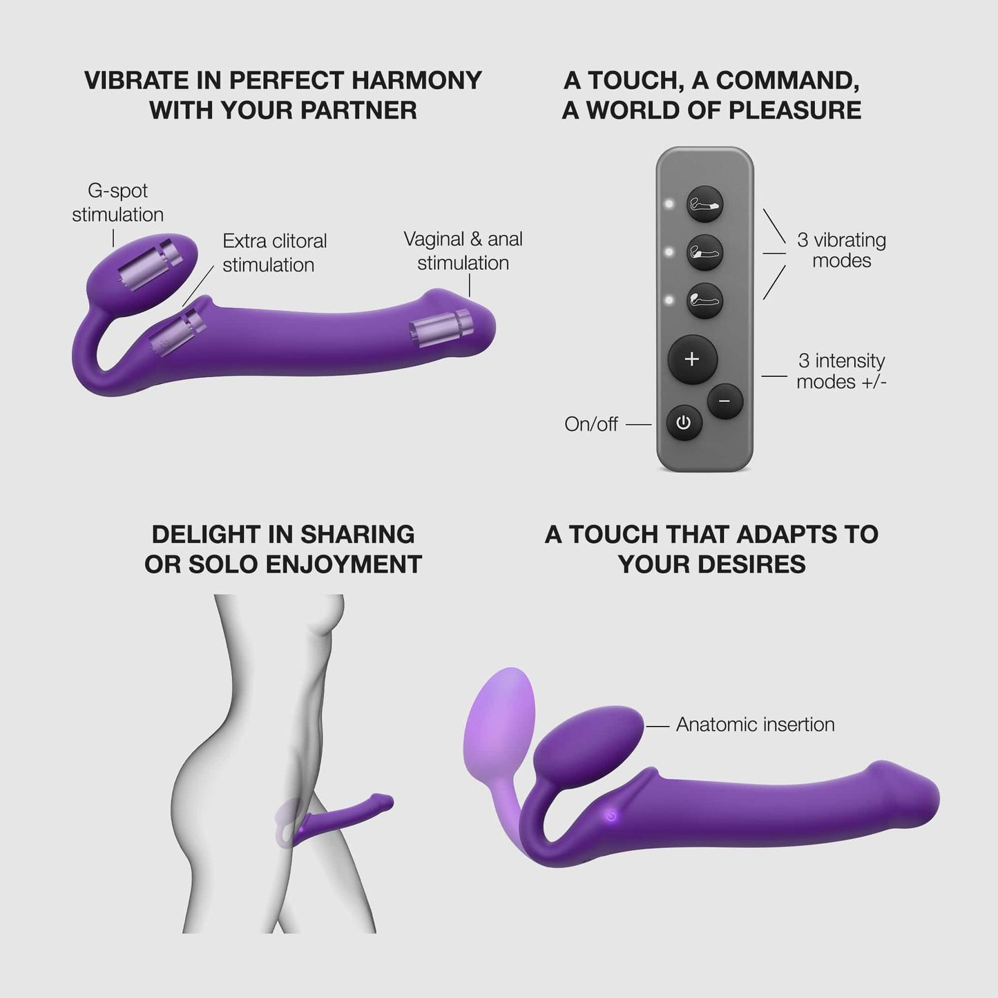 Strap-on-me - Strap-On Vibrant 3 Moteur - Grand - Mauve