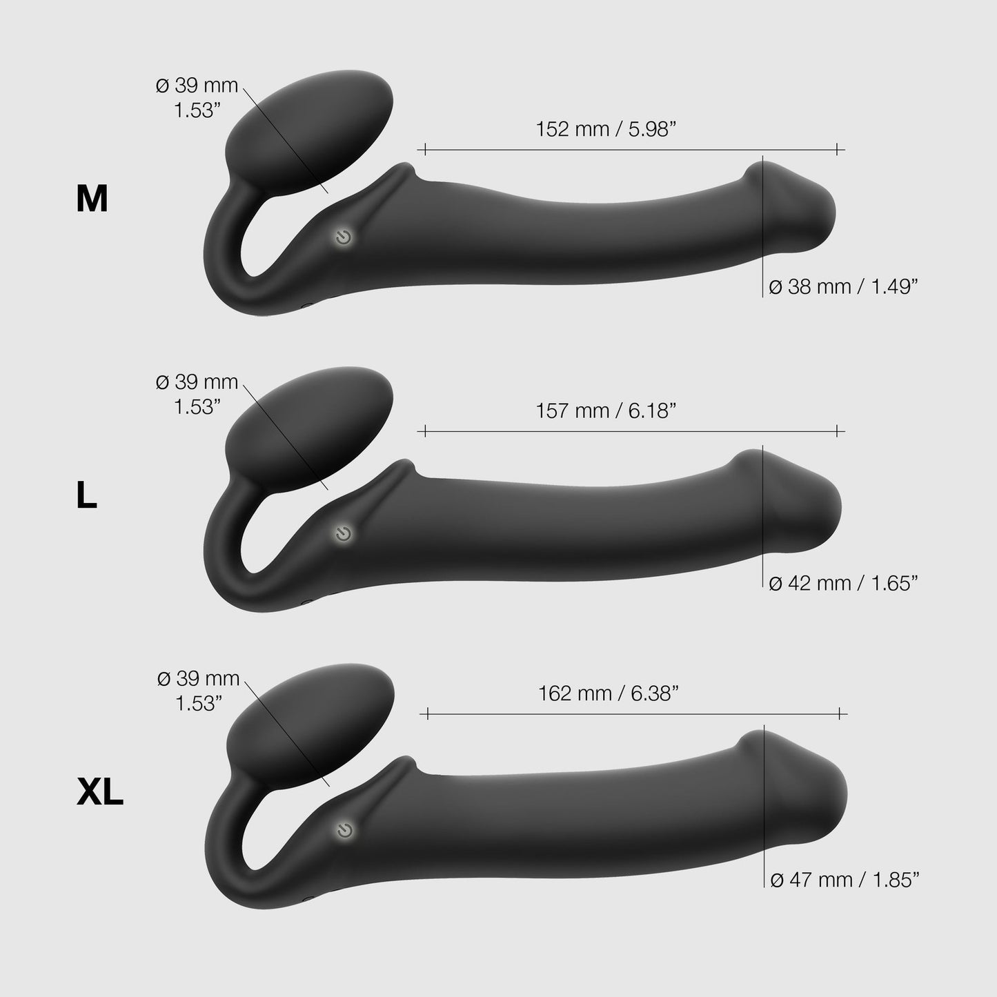 Strap-on-me - Strap-On Vibrant 3 Moteur - Grand - Noir