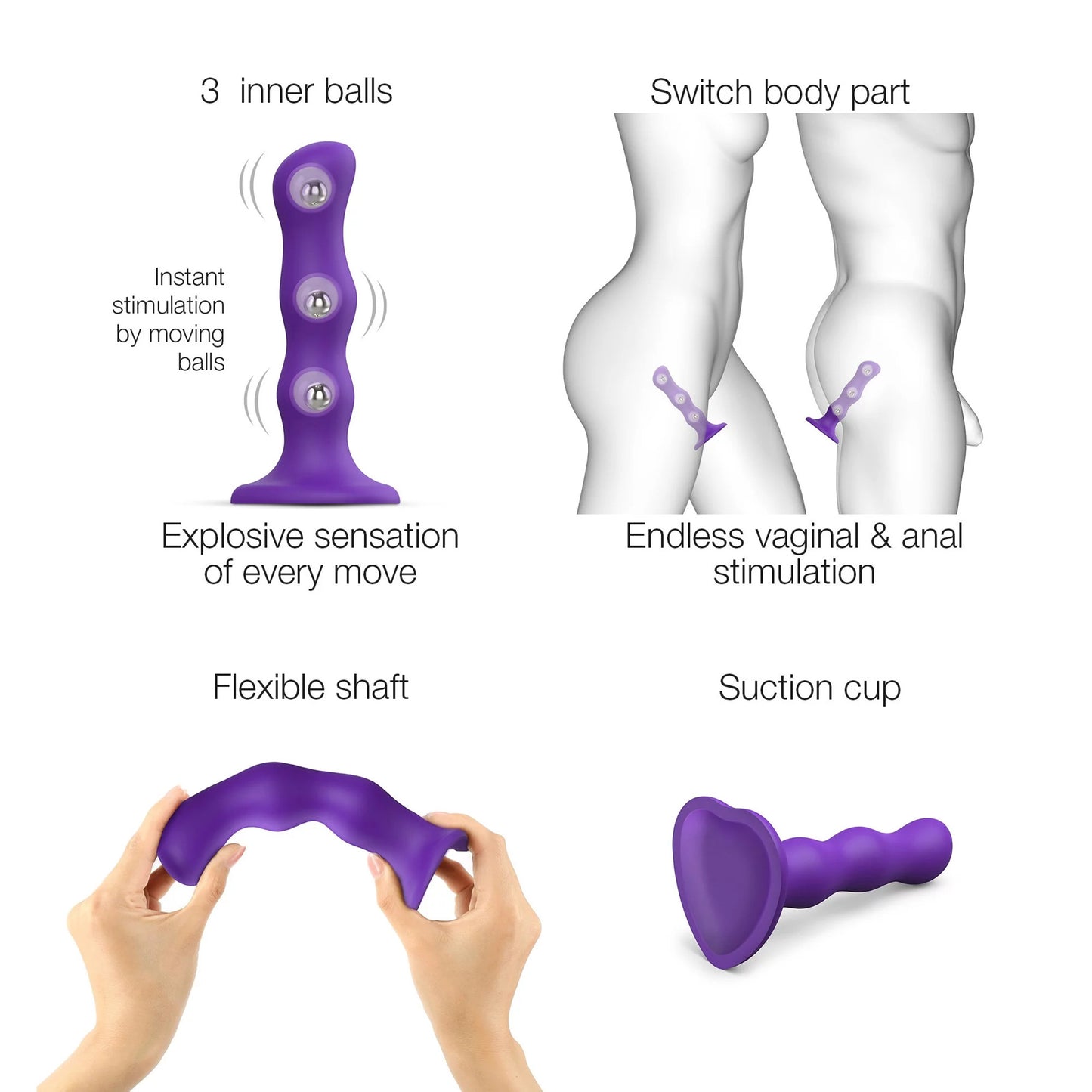 Strap-on-me - Dildo Geisha Balls - Mauve - Medium