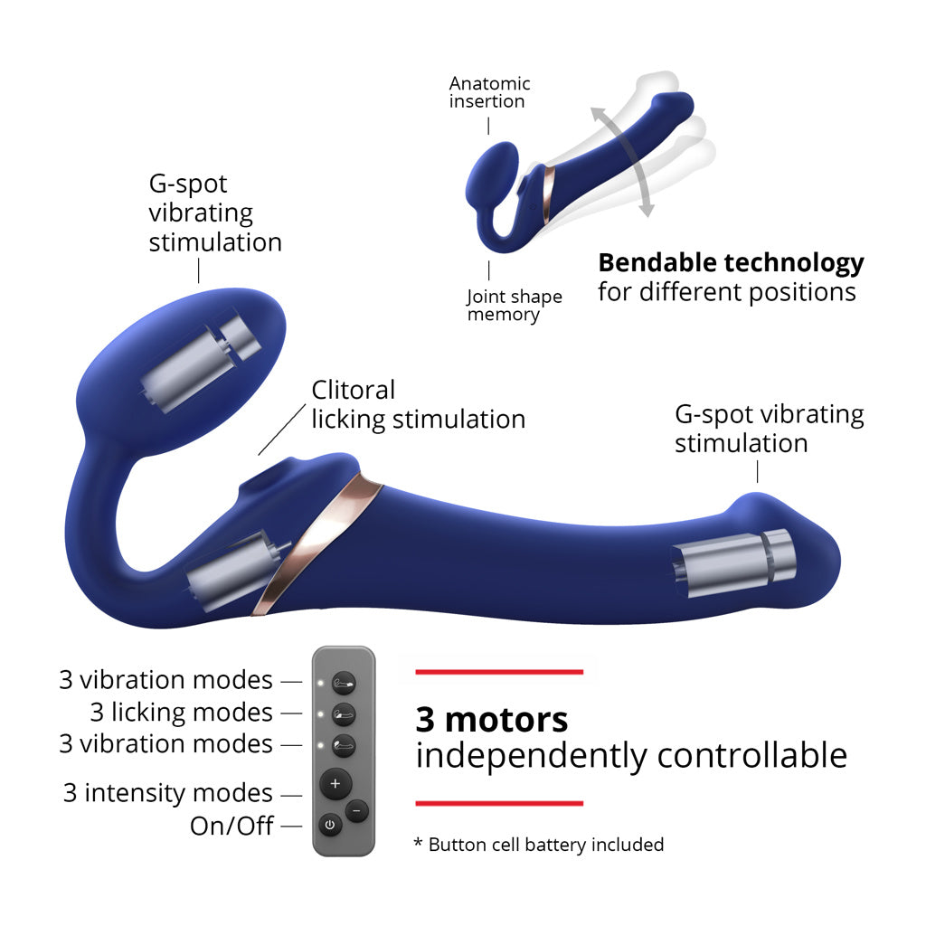 Strap-On-Me - Strap-on Flexible Multi-Orgasme - Petit - Bleu