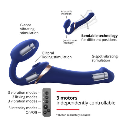 Strap-On-Me - Strap-on Flexible Multi-Orgasme - Petit - Bleu