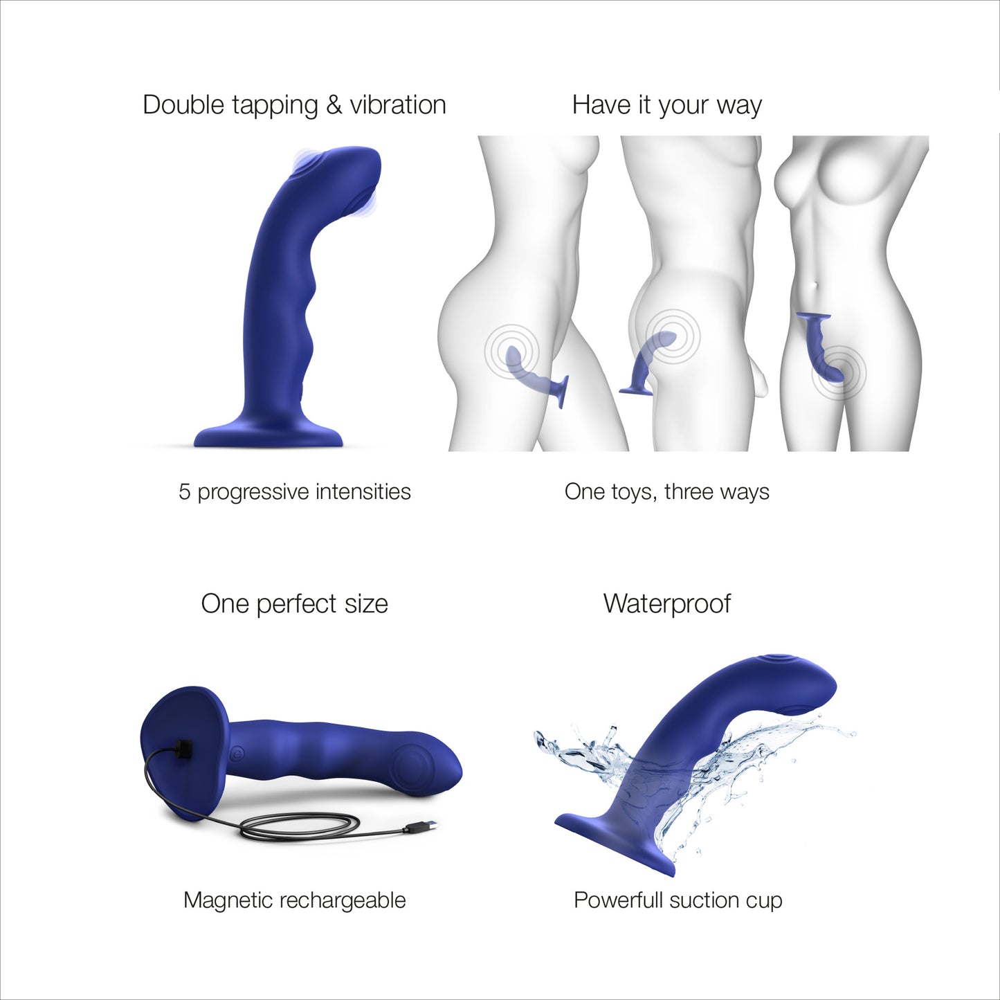 Strap-on-me - Tapping Dildo Wave - M - Bleu