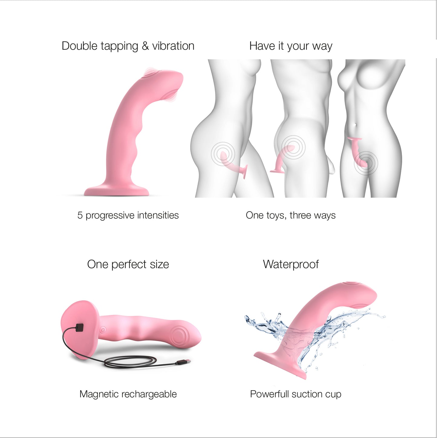Strap-on-me - Tapping Dildo Wave - M - Rose