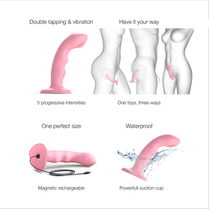 Strap-on-me - Tapping Dildo Wave - M - Rose