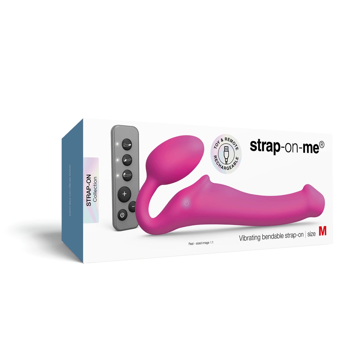 Strap-on-me - Strap-On Vibrant 3 Moteur - Moyen - Fushsia