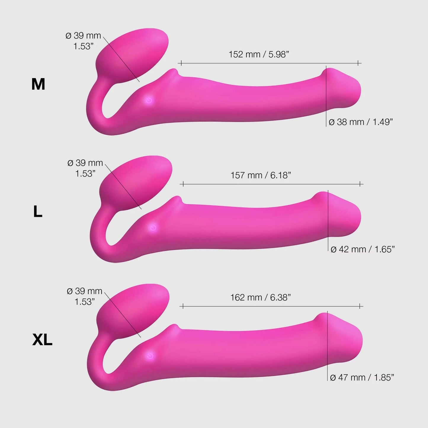 Strap-on-me - Strap-On Vibrant 3 Moteur - Grand - Fuschia