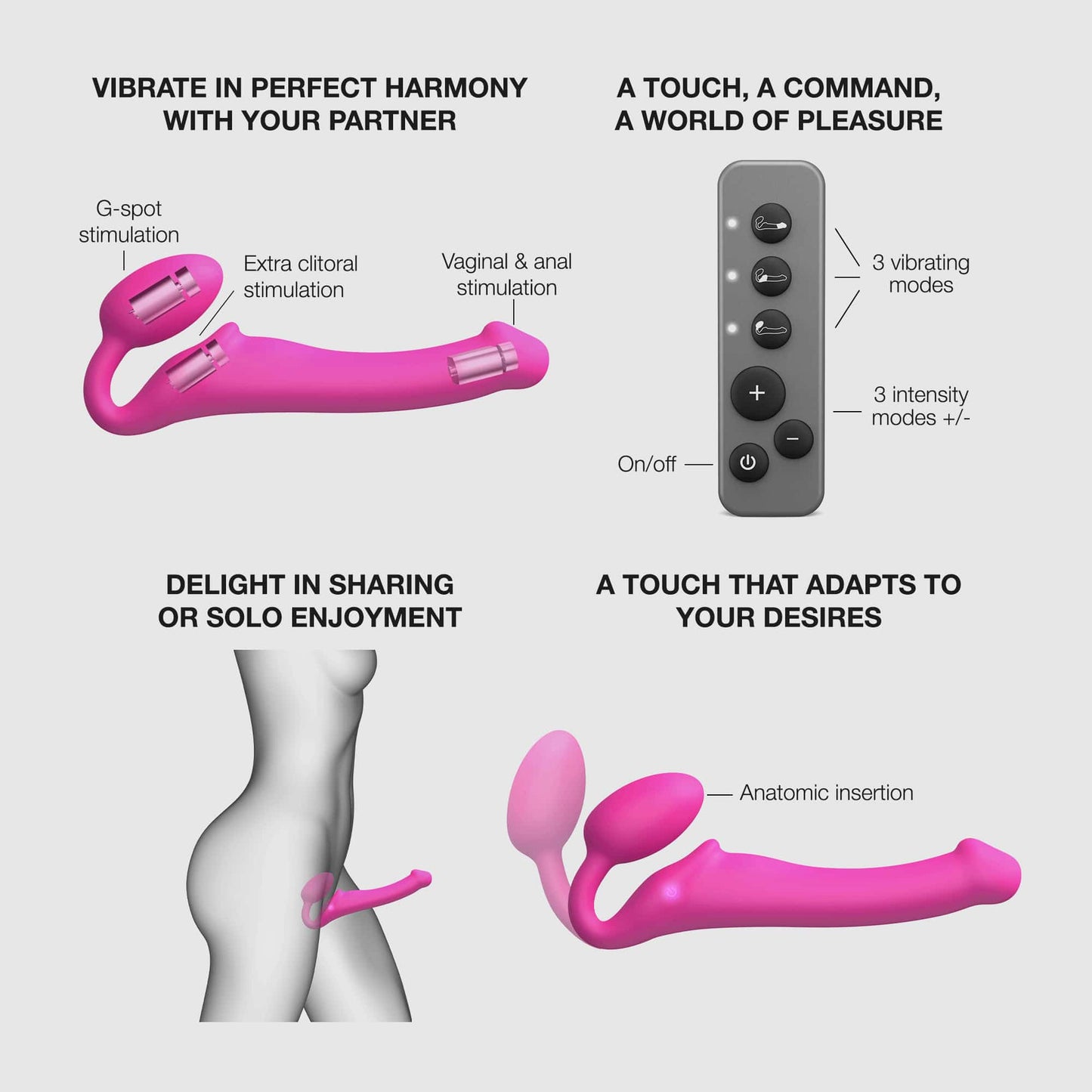 Strap-on-me - Strap-On Vibrant 3 Moteur - TG - Fuschia
