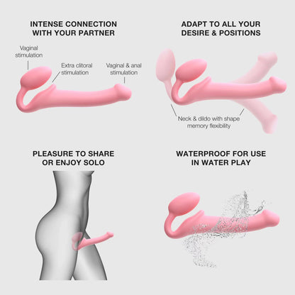 Strap-on-me - Silicone Bendable Strap-On - Medium - Rose