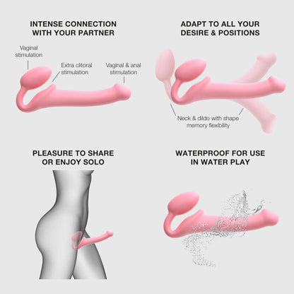 Strap-on-me - Silicone Bendable Strap-On - Grand - Rose