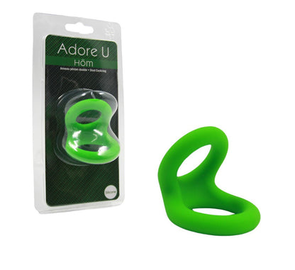 Adore U Höm - Anneau pénien Silicone Double P  - Vert