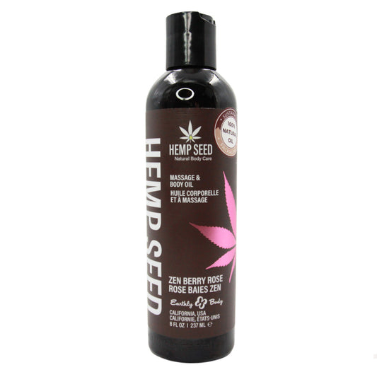 Hemp Seed - Huile Corporelle et à Massage - Baie Rose 8oz