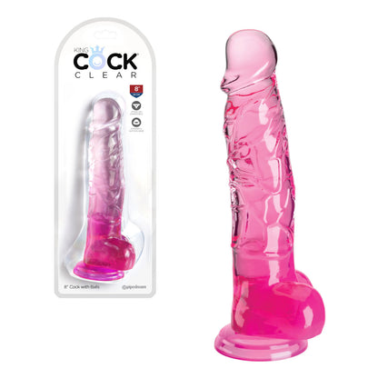 King Cock - Dildo 8 po Avec Testicules - Rose