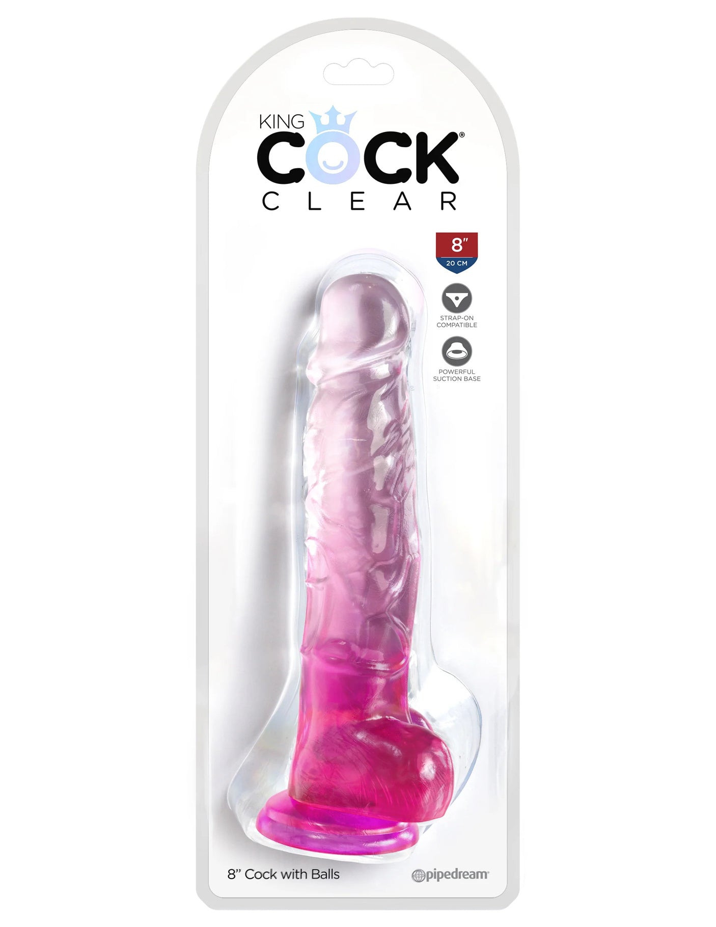King Cock - Dildo 8 po Avec Testicules - Rose