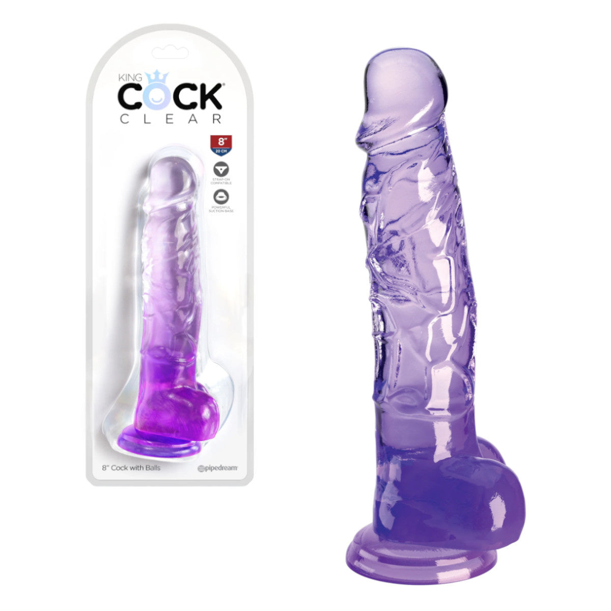 King Cock - Dildo 8 po Avec Testicules - Mauve