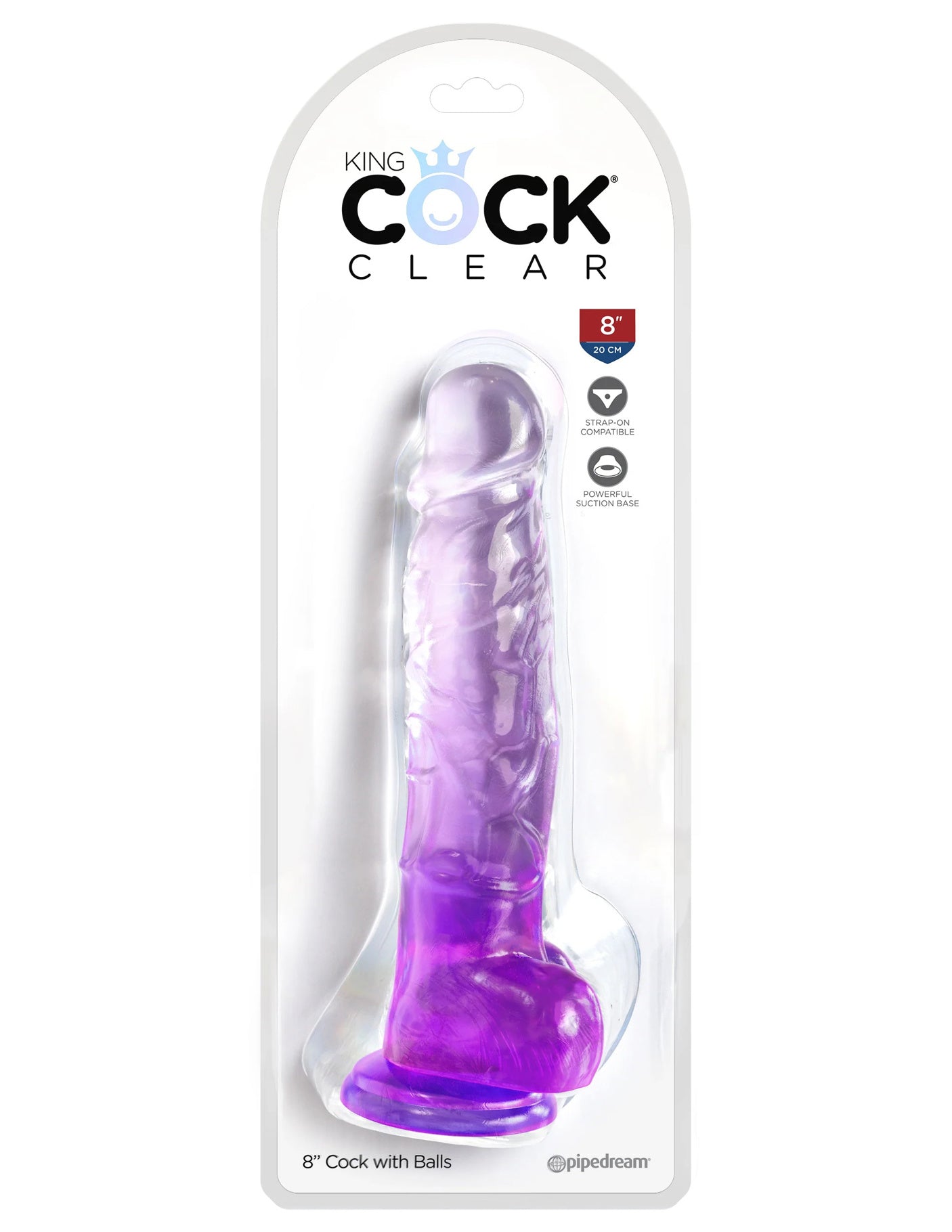 King Cock - Dildo 8 po Avec Testicules - Mauve