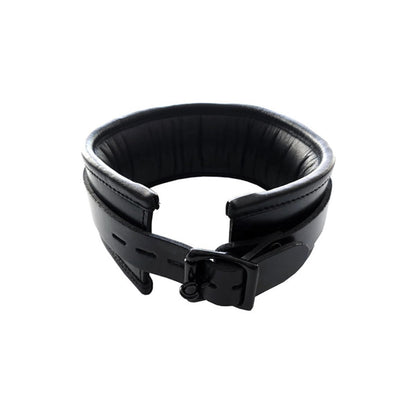 Rouge - Collier en Cuir Rembourré 3 Anneaux - Noir/Noir
