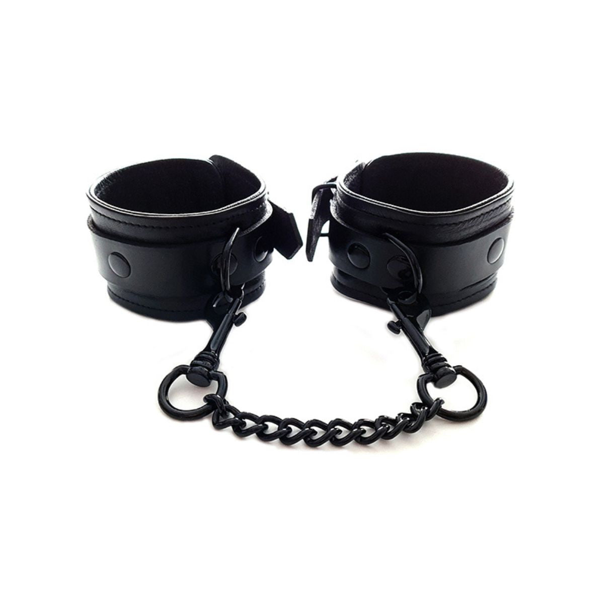 Rouge - Menottes de Cheville en Cuir - Noir/Noir