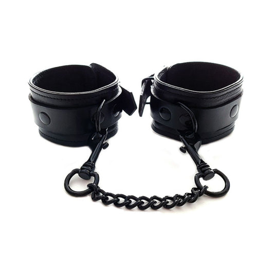 Rouge - Menottes de Poignet en Cuir - Noir/Noir