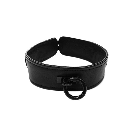 Rouge - Collier Uni en Cuir - Noir/Noir
