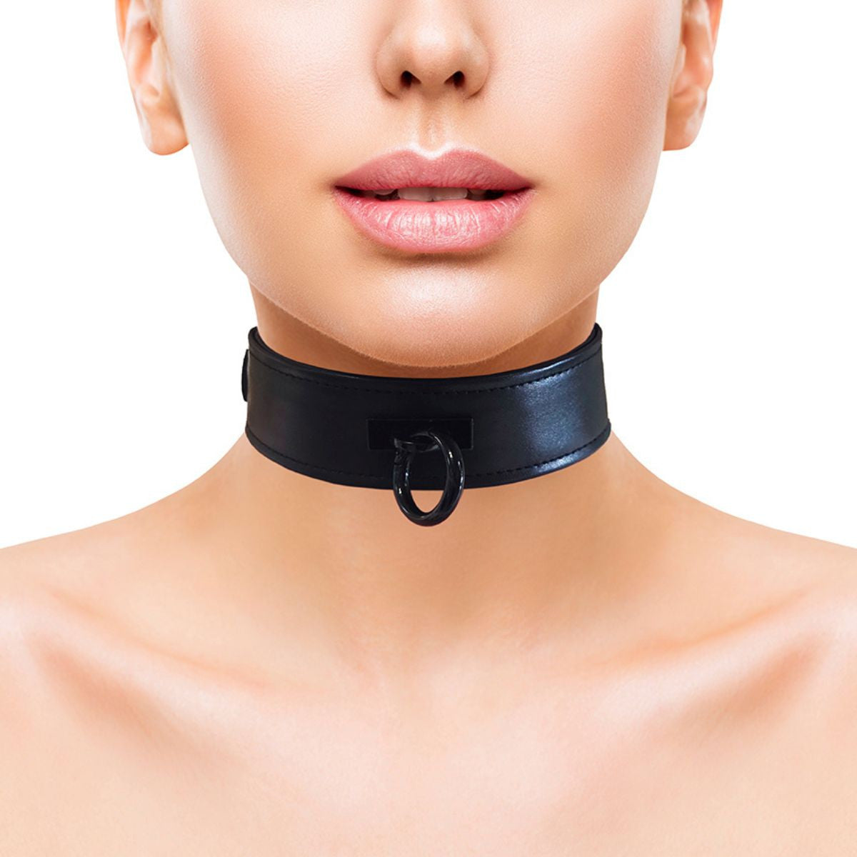 Rouge - Collier Uni en Cuir - Noir/Noir