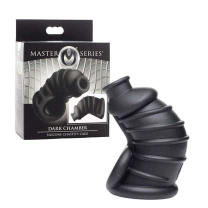 Master Series - Dark Chamber Silicone Chastity Cage - Noir