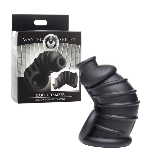 Master Series - Dark Chamber Silicone Chastity Cage - Noir