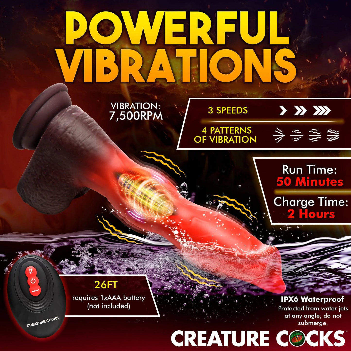 Creature Cock - Ramming Hound Thrusting & Vibrating Dildo