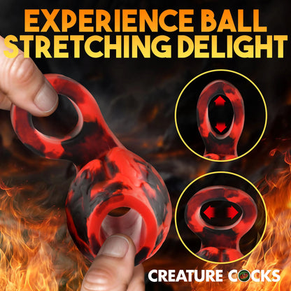 Creature Cock - Hell Hound Enhancer w/ Ball Strap - Rouge/Medium