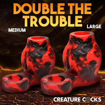 Creature Cock - Hell Hound Enhancer w/ Ball Strap - Rouge/Medium