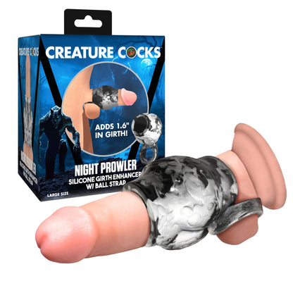 Creature Cock - Night Prowler Enhancer w/ Ball Strap - Noir/Large