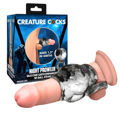 Creature Cock - Night Prowler Enhancer w/ Ball Strap - Noir/Medium