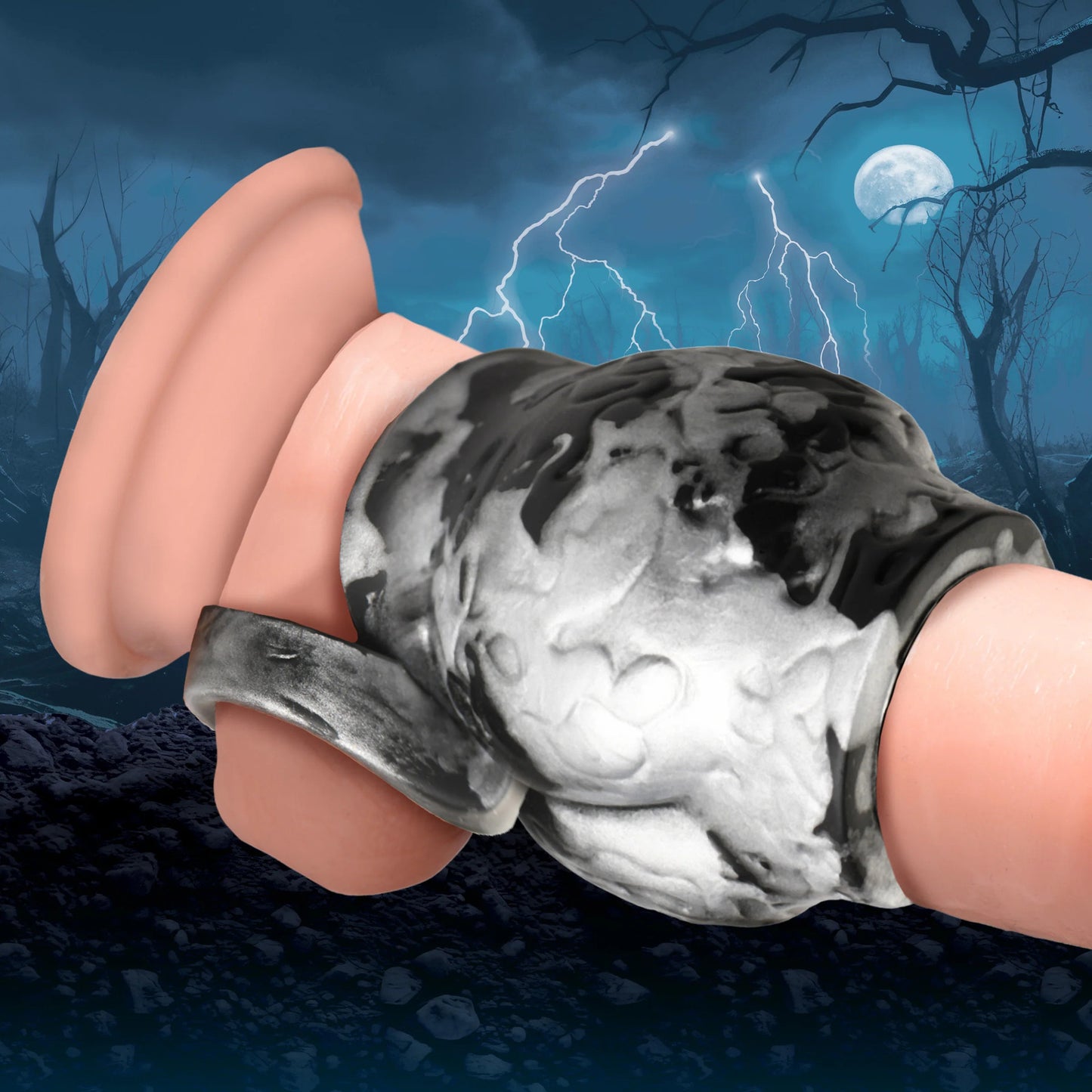 Creature Cock - Night Prowler Enhancer w/ Ball Strap - Noir/Medium