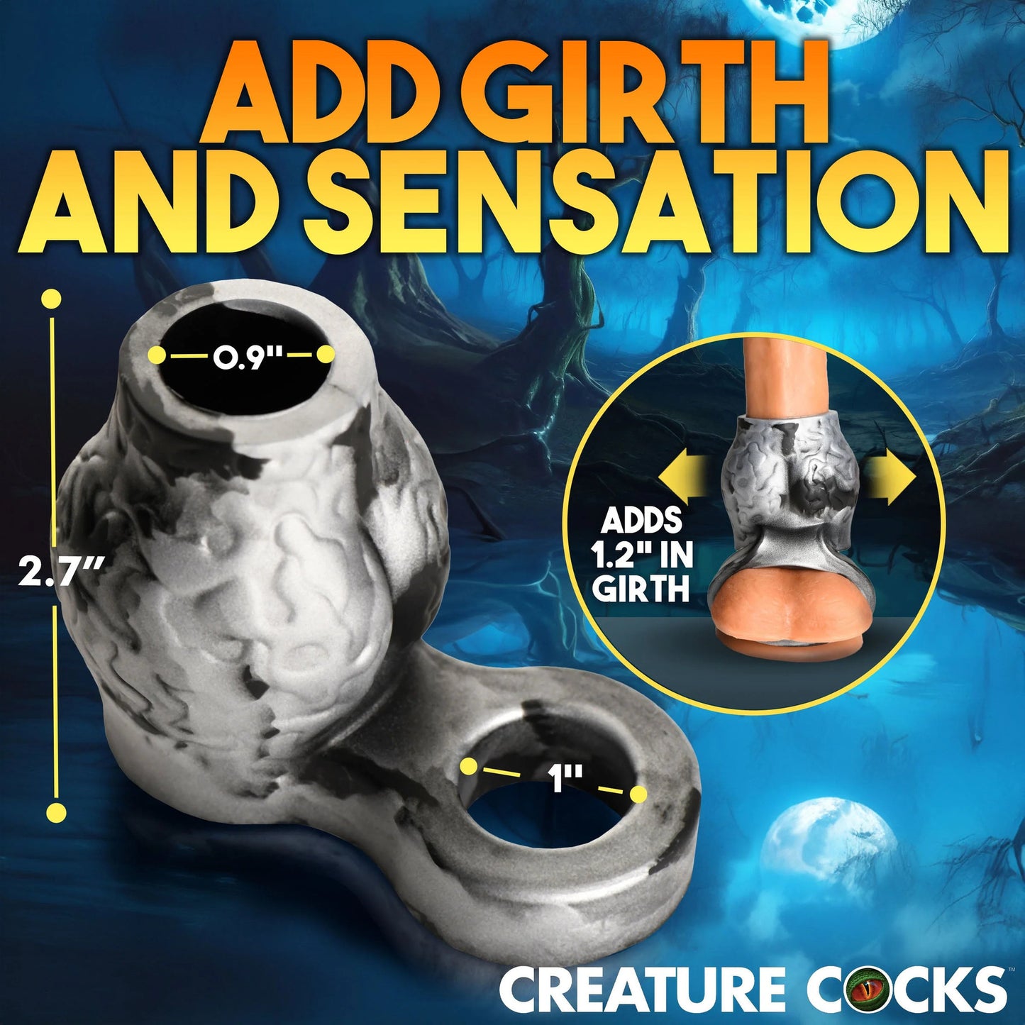 Creature Cock - Night Prowler Enhancer w/ Ball Strap - Noir/Medium