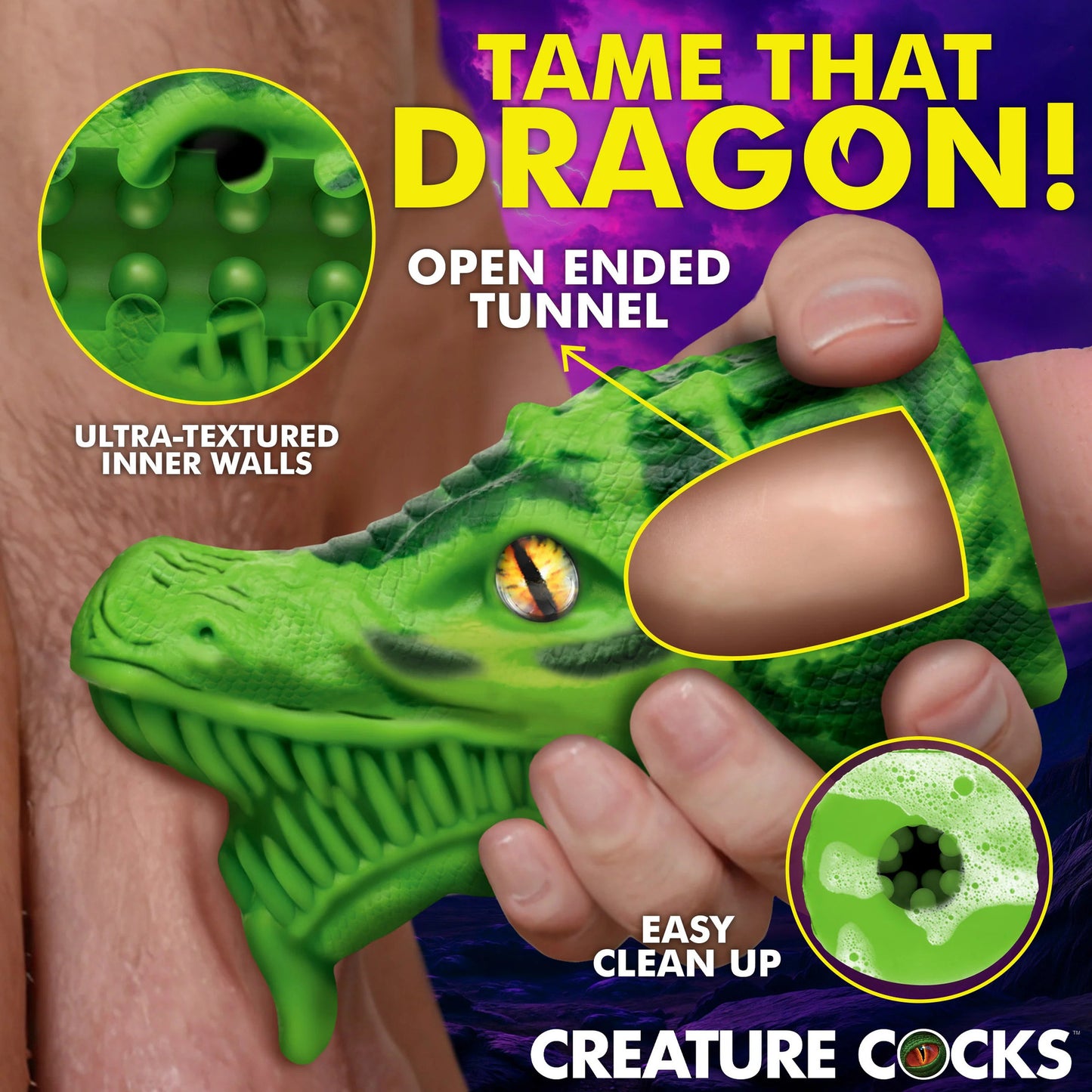 Creature Cock - Dragon Tamer Silicone Stroker - Vert