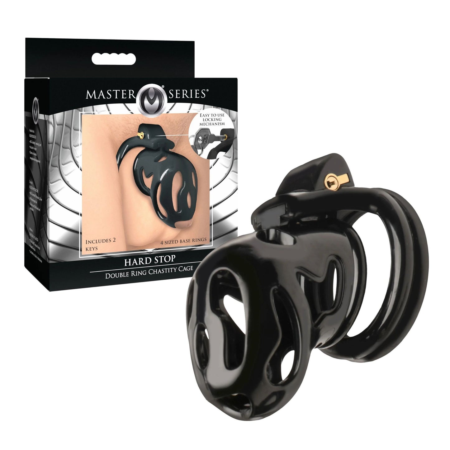 Master Series - Hard Stop Double Ring Chastity Cage