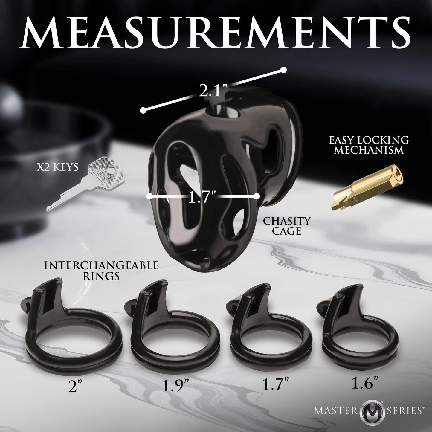Master Series - Hard Stop Double Ring Chastity Cage