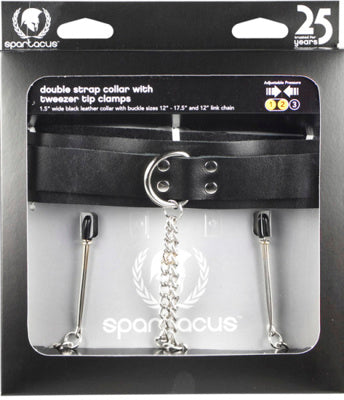 Spartacus - Double strap collar with tweezer tit clamps
