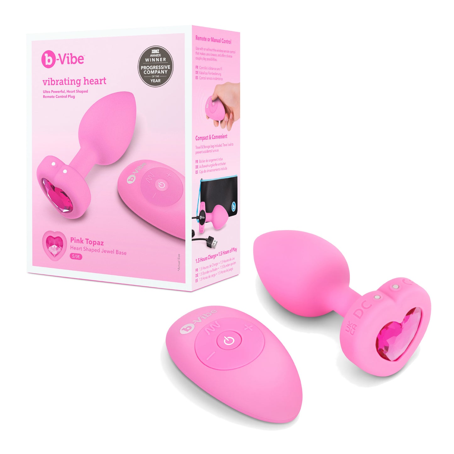 B-Vibe - Vibrating Heart Jewel Plug S/M - Rose