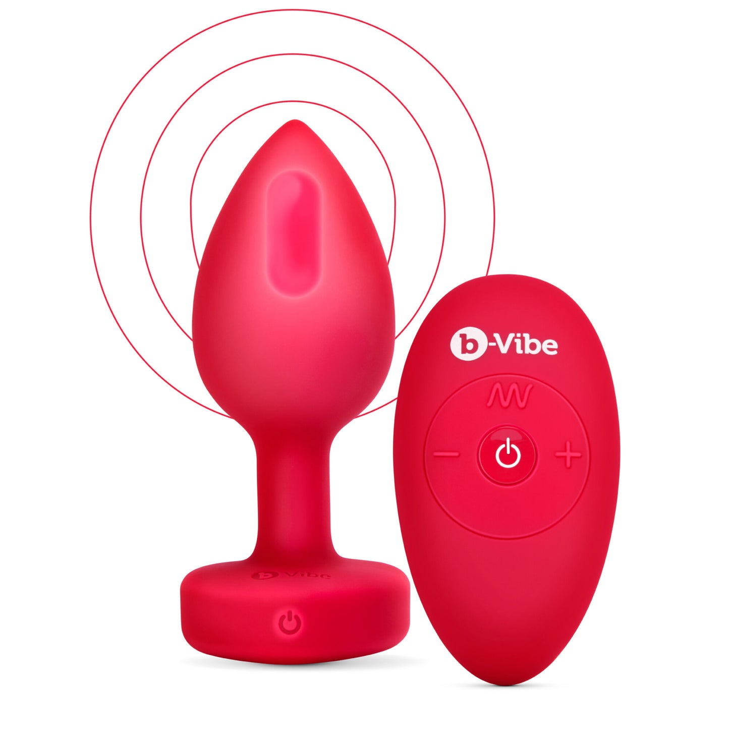 B-Vibe - Vibrating Heart Jewel Plug M/L - Rouge