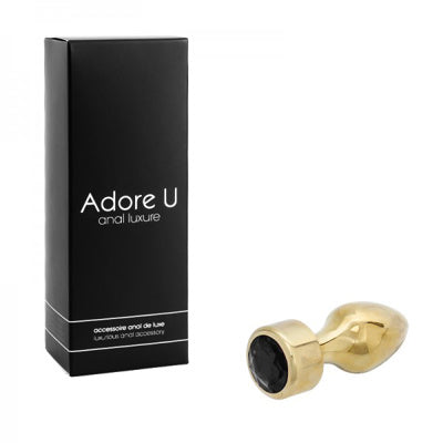 Anal Luxure - Plug Anal Doré - Noir - Medium *Vente Finale*